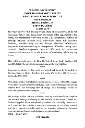 Criminal Sovereignty Understanding North Korea's Illicit International Activities