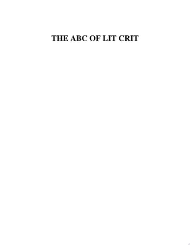 The Abc of Lit Crit