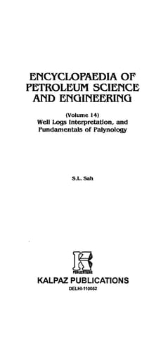 Encyclopaedia of petroleum science and engineering: Well logs interpretation, and fundamentals of palynology