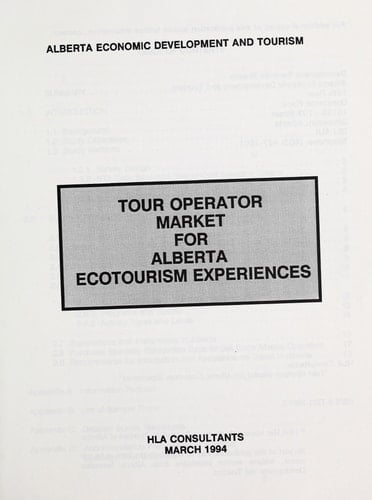 Tour Operator Market for Alberta Ecotourism Experiences