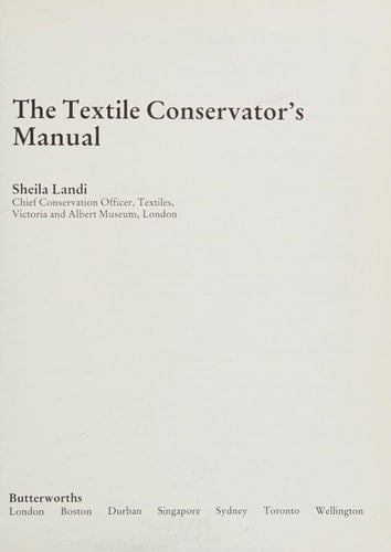 The Textile Conservator's Manual