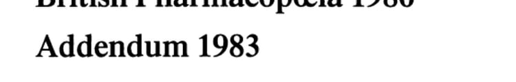 British Pharmacopoeia 1980 Addendum 1983