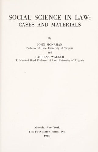 Social science in law: Cases and materials (University casebook series)
