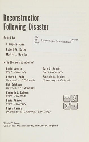 Reconstruction Following Disaster