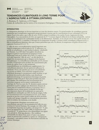 Tendances climatiques à long terme pour l'agriculture à Ottawa (Ontario)