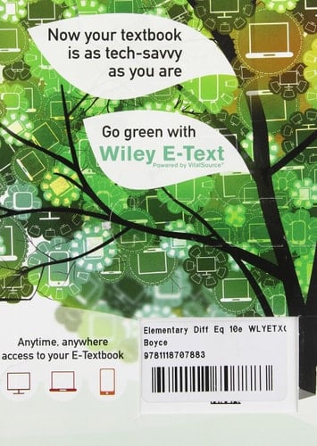 Elementary Differential Equations, 10e Wiley E-Text Card