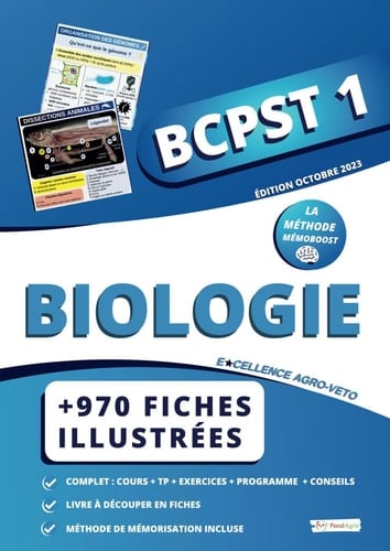 Biologie BCPST 1re année - MÉMOBOOST™ Pandagro - Nouvelle Edition: Livre découpable à fiches transportables | Complet : Objectif Agro-Véto G2E ENS - ... et répétition espacée) (French Edition)