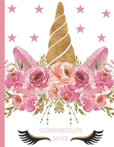 Composition Note, Wide Rule: Unicorn Flower