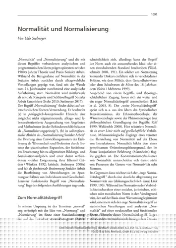 Normalität und Normalisierung Ein Beitrag aus dem Handbuch Soziale Arbeit, 6. Auflage