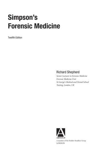 Simpson's Forensic Medicine, 12Ed
