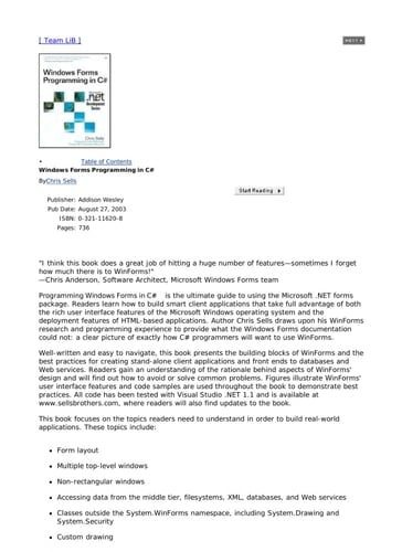 Windows Forms Programming in C#