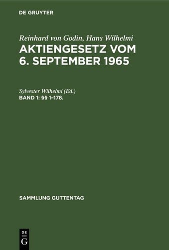 Aktiengesetz vom 6. September 1965 Kommentar