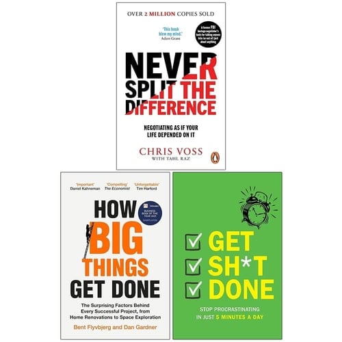 Never Split the Difference, How Big Things Get Done & Get Sh*t Done 3 Books Collection Set
