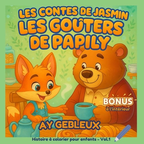 Les Contes de Jasmin - Les Goûters de Papily: Histoire à colorier pour enfant de 2 à 6 ans (French Edition)