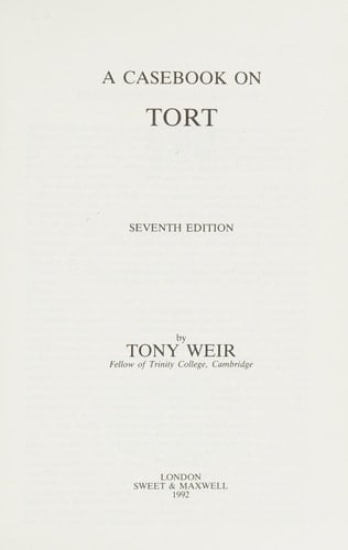 A Casebook on Tort