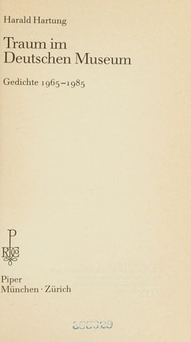 Traum im deutschen Museum Gedichte, 1965-1985