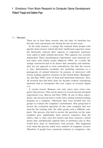 Emotions in Humans and Artifacts