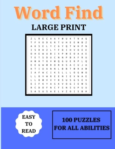 Large Print Word Search for Adults and Seniors.100 Puzzles Word Find Games for Brain