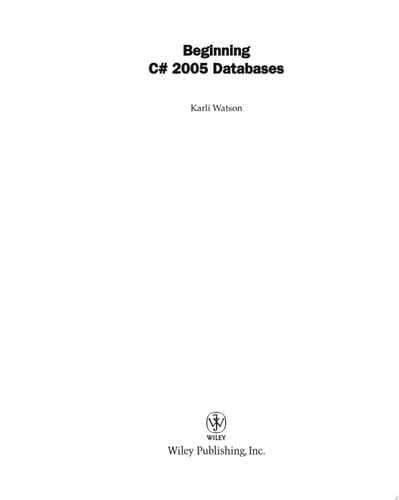 Beginning C# 2005 Databases