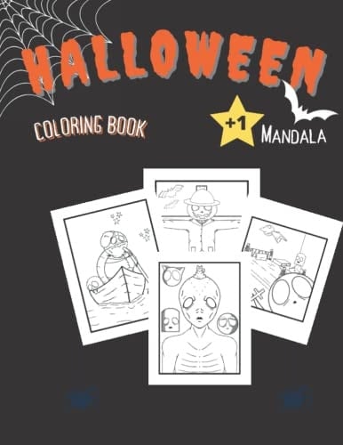 Halloween Coloring Book: scary fun coloring pages for everyone, movie characters, vampires, frankenstein, witches, the exorcist, pumpkins and more (Spanish Edition)
