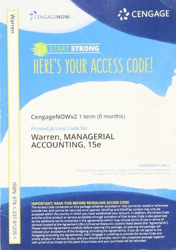 CengageNOWv2 for Warren/Tayler's Managerial Accounting, 1 term Printed Access Card
