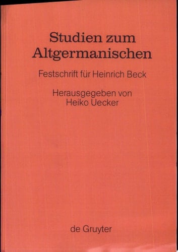 Studien zum Altgermanischen Festschrift für Heinrich Beck