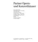 Pariser Opern- und Konzerthäuser ein Almanach zur Ausstellung im Gasteig vom 8.7.1989 bis 6.8.1989