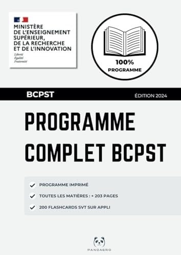 Le Programme Complet BCPST imprimé : Toutes les Matières en un Seul Ouvrage (200+ pages): - Objectif Concours Agro-Véto, G2E et ENS (Pandagro ... SVT - BCPST - CAPES - AGREG) (French Edition)