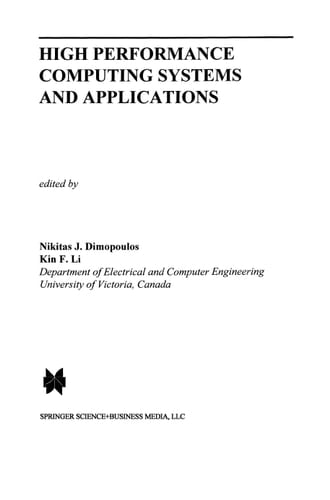 High Performance Computing Systems and Applications