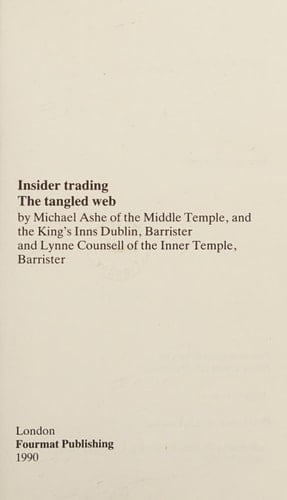 Insider Trading The Tangled Web