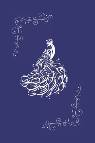 Blue Peacock Notebook: Dark Blue Journal - 120 Blank Lined 6" x 9" Pages with Feather Details