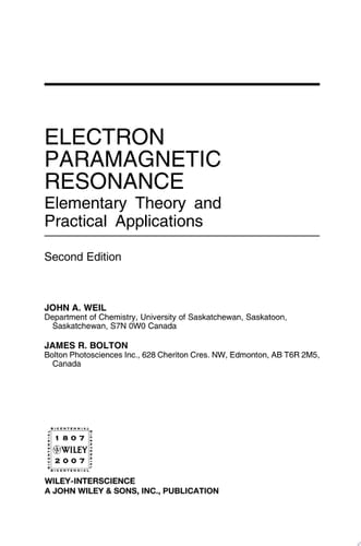 Electron Paramagnetic Resonance Elementary Theory and Practical Applications