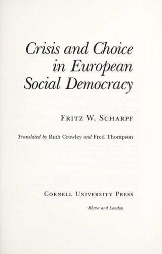 Crisis and Choice in European Social Democracy (Cornell Studies in Political Economy)