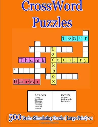 CrossWord Puzzles :500 Brain-Stimulating Puzzle ( Large-Print) V. 1