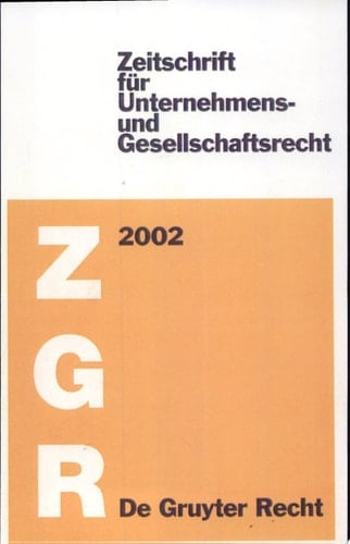 Zeitschrift für Unternehmens- und Gesellschaftsrecht Gesamtregister 1972-1996