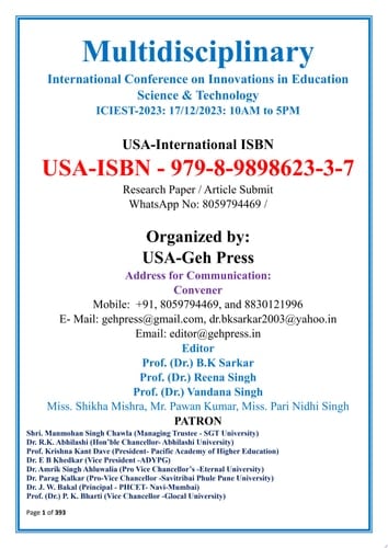 Multidisciplinary International Conference on Innovations in Education Science & Technology ICIEST-2023