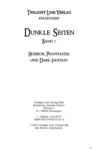 Dunkle Seiten VII Horror, Phantastik und Dark-Fantasy