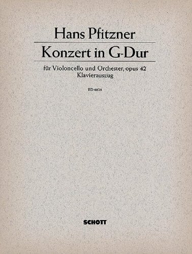 Cello Concerto in G Major: op. 42. cello and orchestra. Réduction pour piano avec partie soliste.