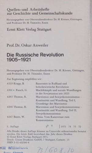 Die russische Revolution 1905 - 1921