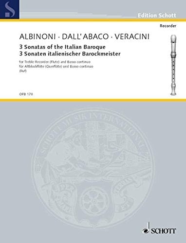 3 Sonatas of the Italian Baroque: treble recorder (flute) and basso continuo.