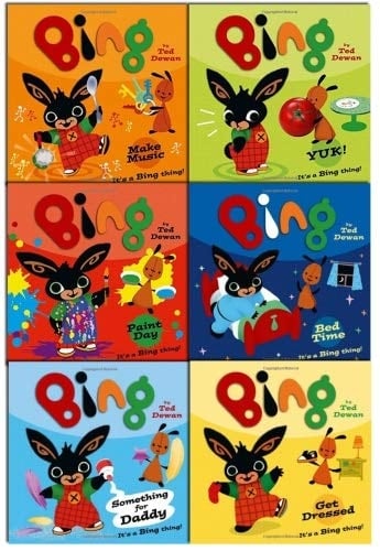 Bing 6 Children Story Books Collection Pack Set - (Bing: Something For Daddy, Make Music, Bed Time, Get Dressed, Yuk, Paint Day)