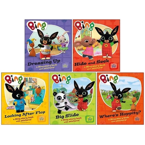 Bing 5 Books Collection Set (Dressing Up, Hide and Seek, Looking After Flop, Big Slide, Where's Hoppity?)