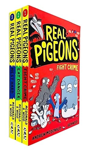Real Pigeons series 3 Books Collection Set By Andrew McDonald(Real Pigeons Fight Crime, Real Pigeons Eat Danger & Real Pigeons Nest Hard)
