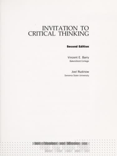 INVITATION CRITICAL THNKNG 2/E