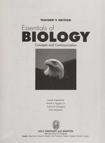Essentials of Biology: Concepts and Communication, Teacher's Edition