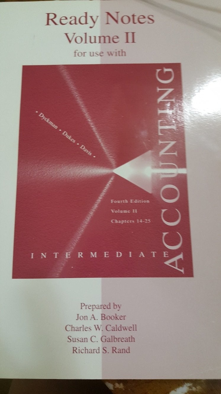 Ready Notes Volume 2 To Accompany Intermediate Accounting