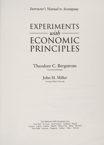 Instructor's Manual: Im Experiments with Economic Principles