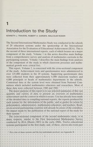 The Iea Study of Mathematics II: Contexts and Outcomes of School Mathematics (International Studies in Educational Achievement)