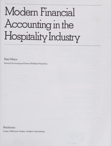 Modern Financial Accounting in the Hospitality Industry