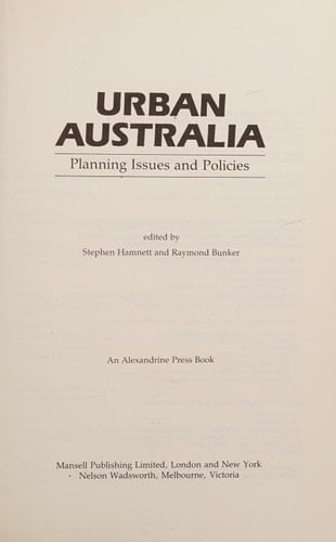 Urban Australia: Planning issues and policies